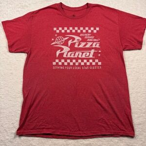 Disney Toy Story Pizza Planet Graphic T-Shirt Mens Large Red‎ Heather Pixar Tee